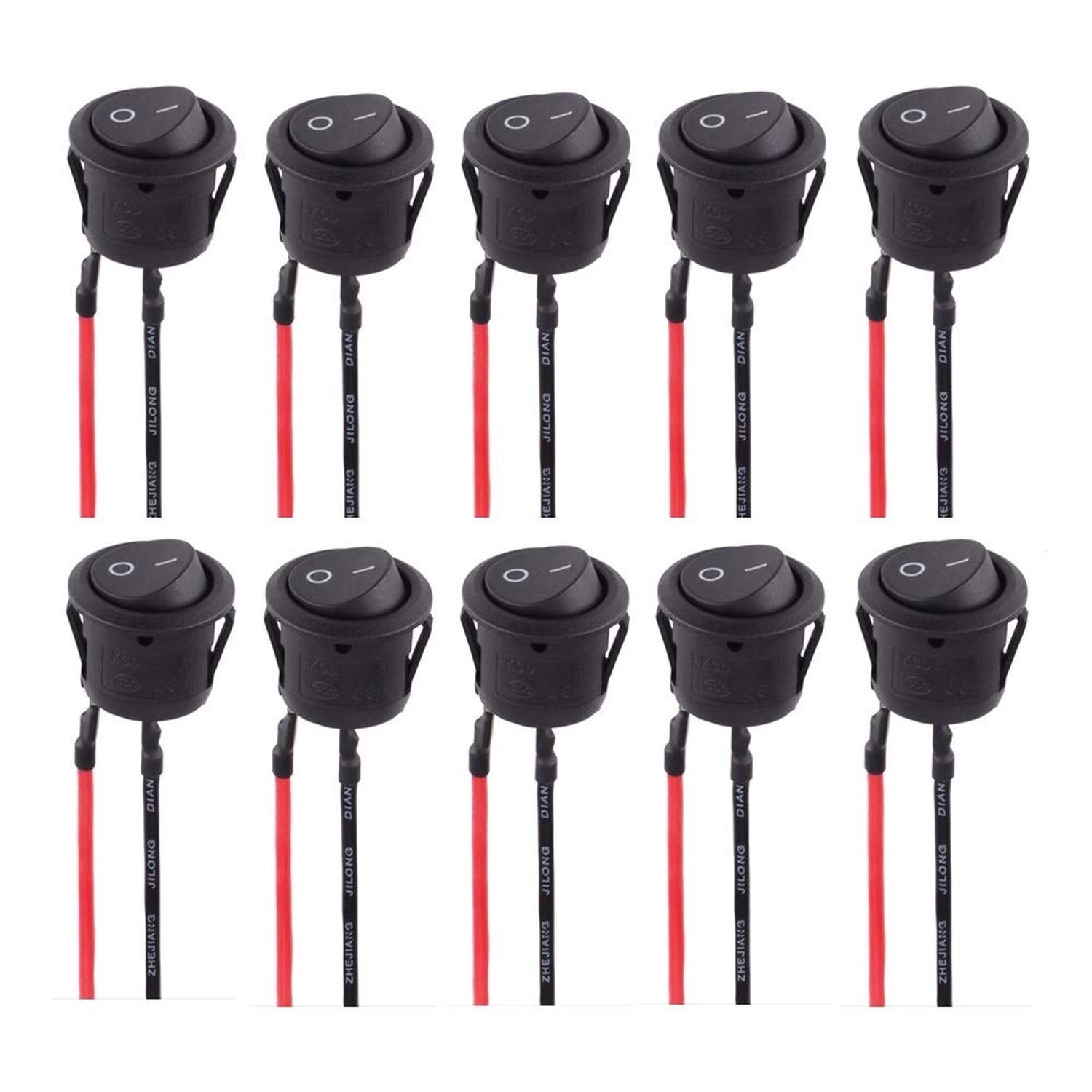 10PCS Solder SPST On/Off Mini Boat Rocker Switch AC 6A/250V 10A/125V 2Pin Tog...