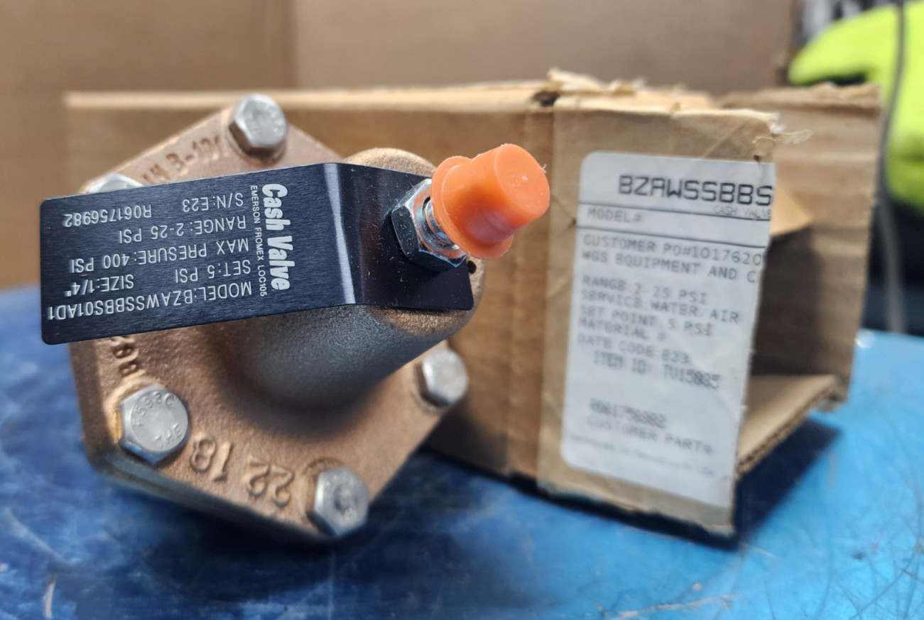 🤠 NEW CASH VALVE PRESSURE REGULATOR 1/4" NPTF 2-25 PSI AIR WATER BZAWSSBBS01AD1