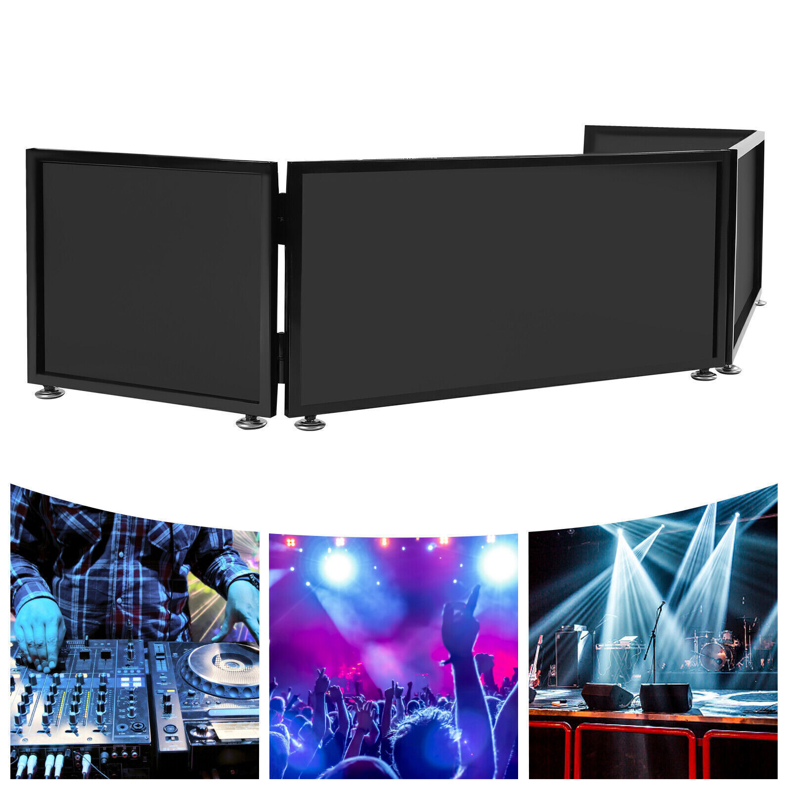 Portable Event Facade 4 Sections Tabletop DJ Booth Foldable Cover Screen] US