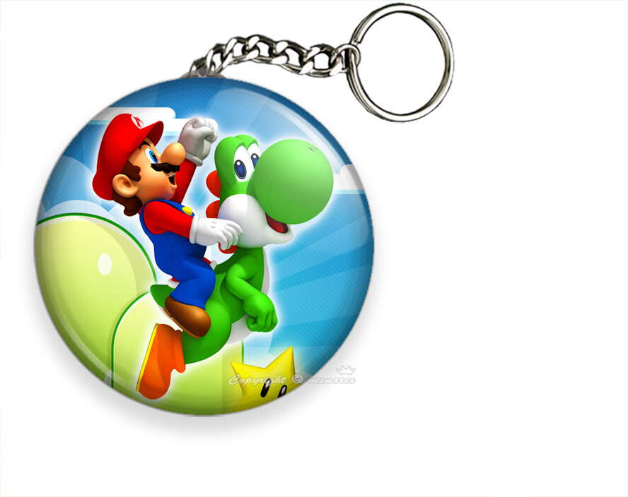 SUPER MARIO BROTHERS RIDING YOSHI HD KEYCHAIN KEY FOB RING CHAIN GAMER GIFT IDEA