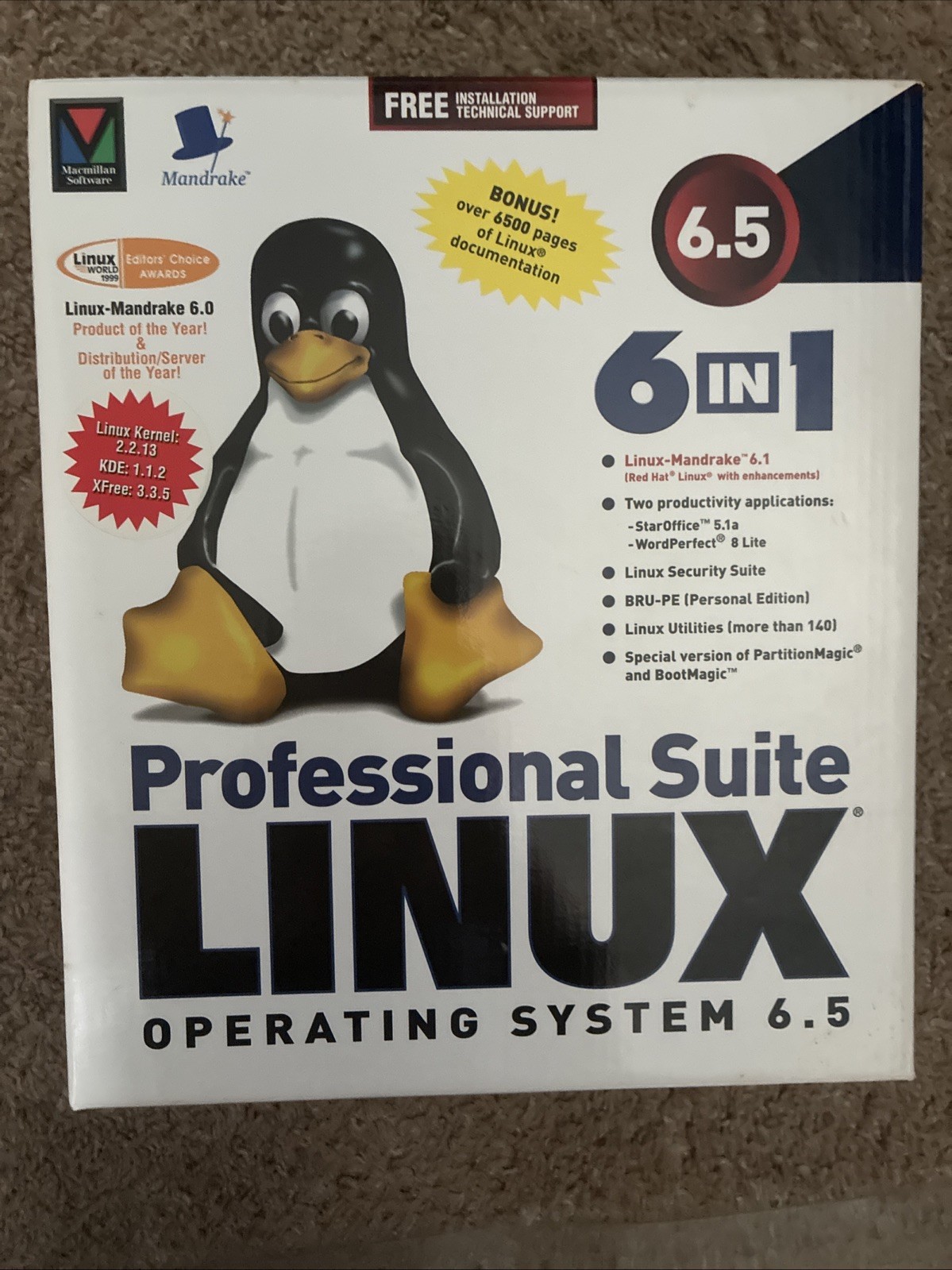 Vintage 1999 Mandrake Linux 6 (6.5) Suite Complete Operating System Set CIB