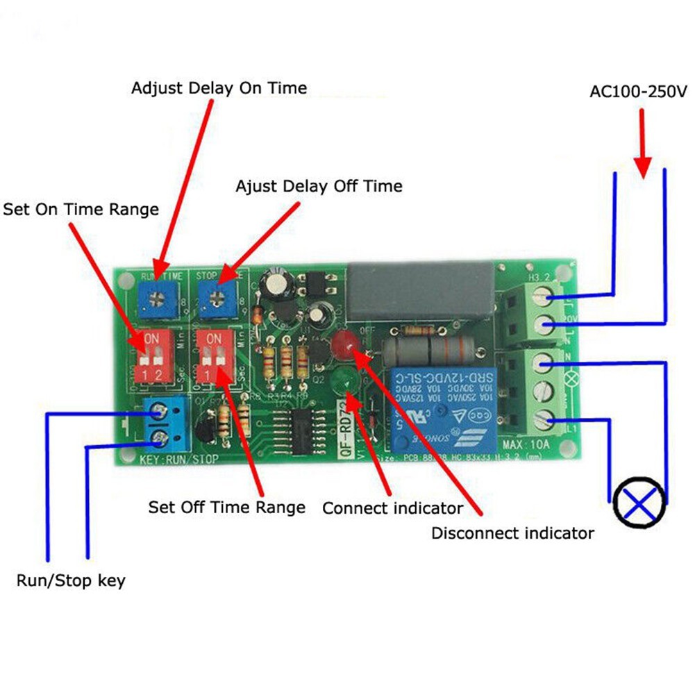 AC110V 120V/220V Timer Infinite-Cycle-Delay Turn ON/OFF Time Relay Switch-Module