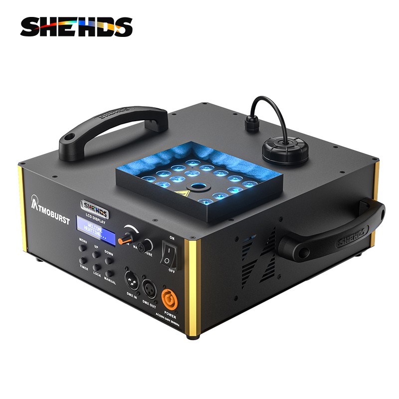 SHEHDS New Version 1500W LED 24x3W RGB Smoke Fog Machine Vertical Spray Fog