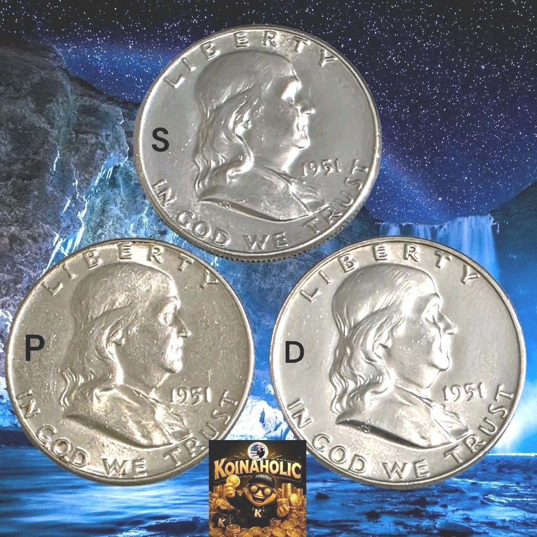 1951 PDS Silver Franklin Half Dollar Year Mint Set Uncirculated From Storage 🔥