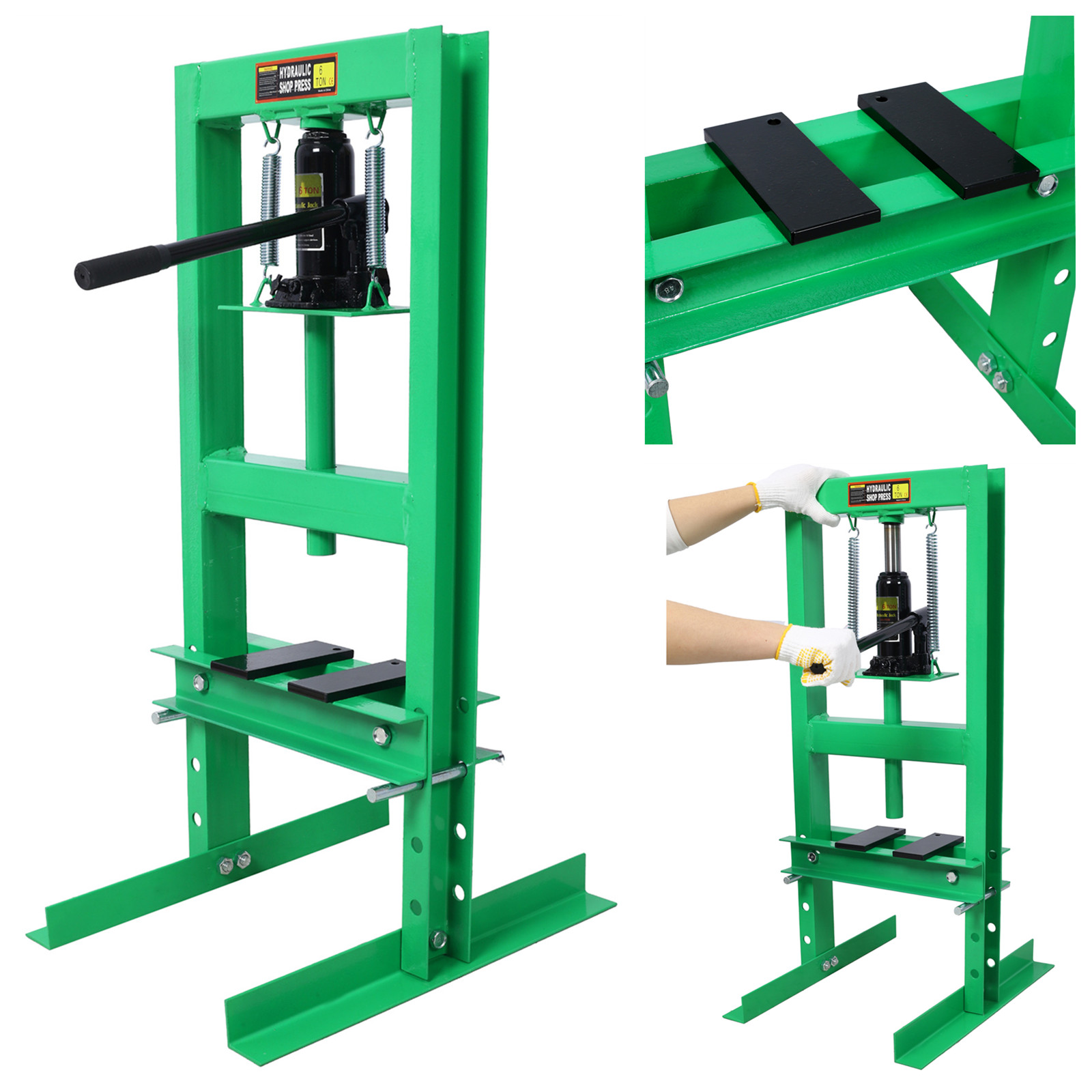 6 Ton Hydraulic Shop Floor Press Adjustable Height Steel Floor Stand Jack