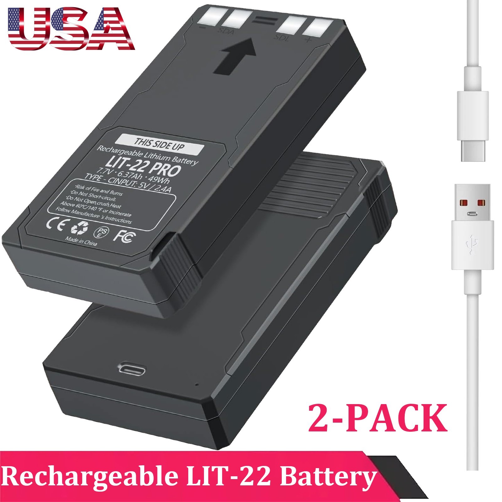 2X LIT-22 Battery Compatible for SPYPOINT Flex-M Flex-Plus Flex-S Trail Camera