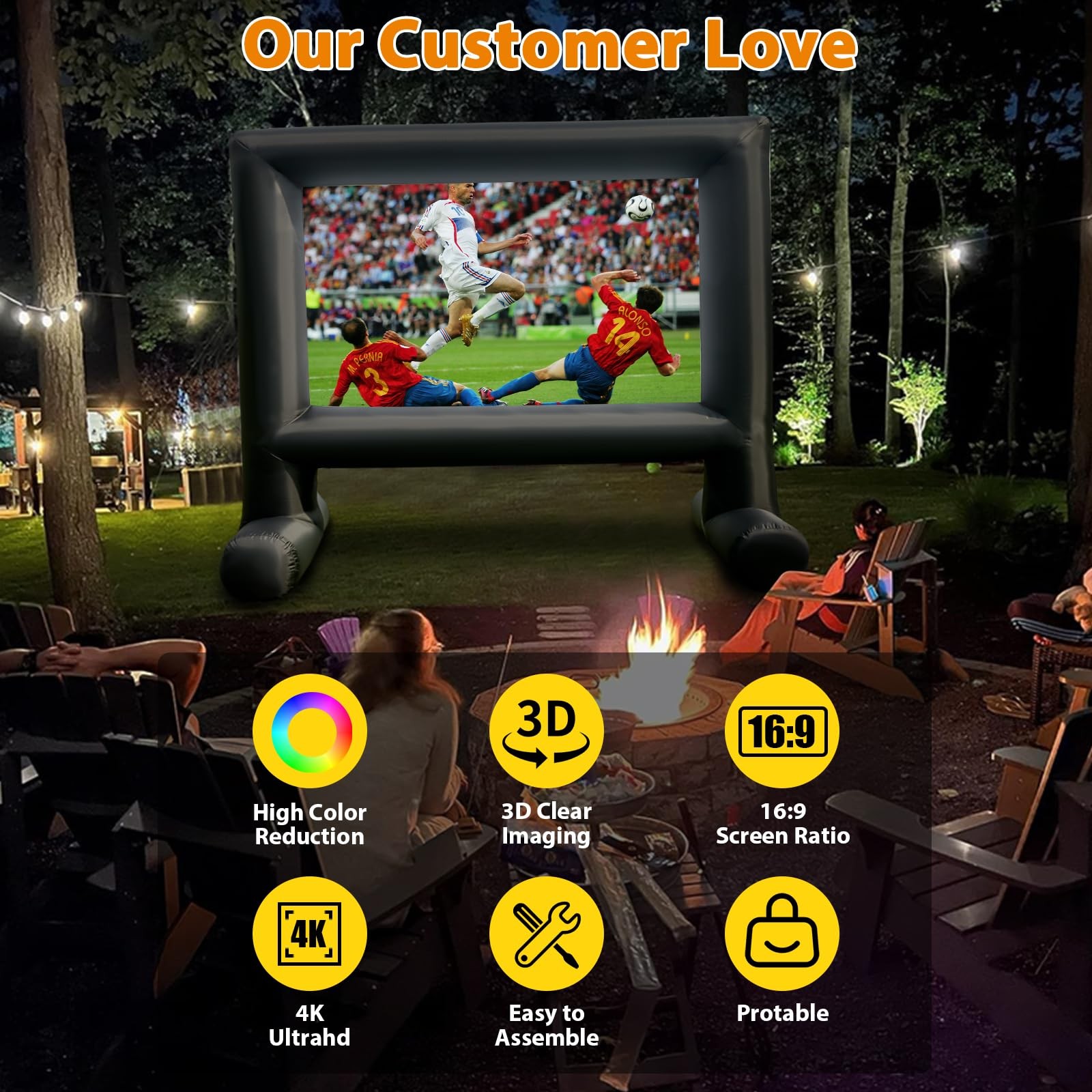 14FT Inflatable Movie Screen Outdoor, Blow Up Projector Screen, Inflatable Mo...