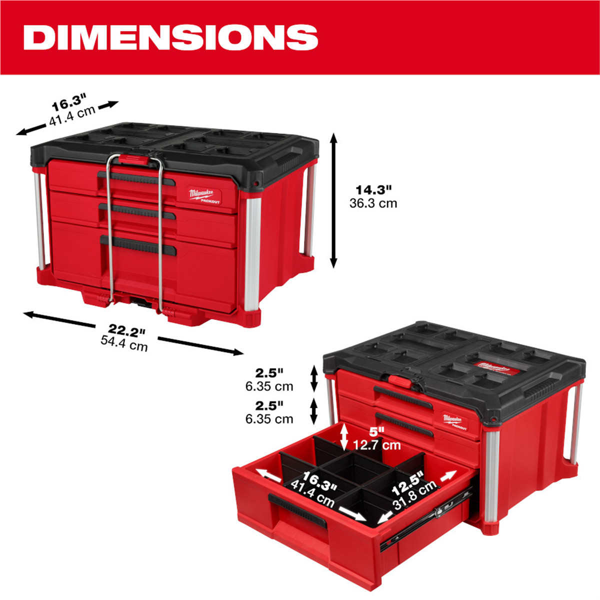 Milwaukee Tool PACKOUT Multi-Depth 3-Drawer Tool Box