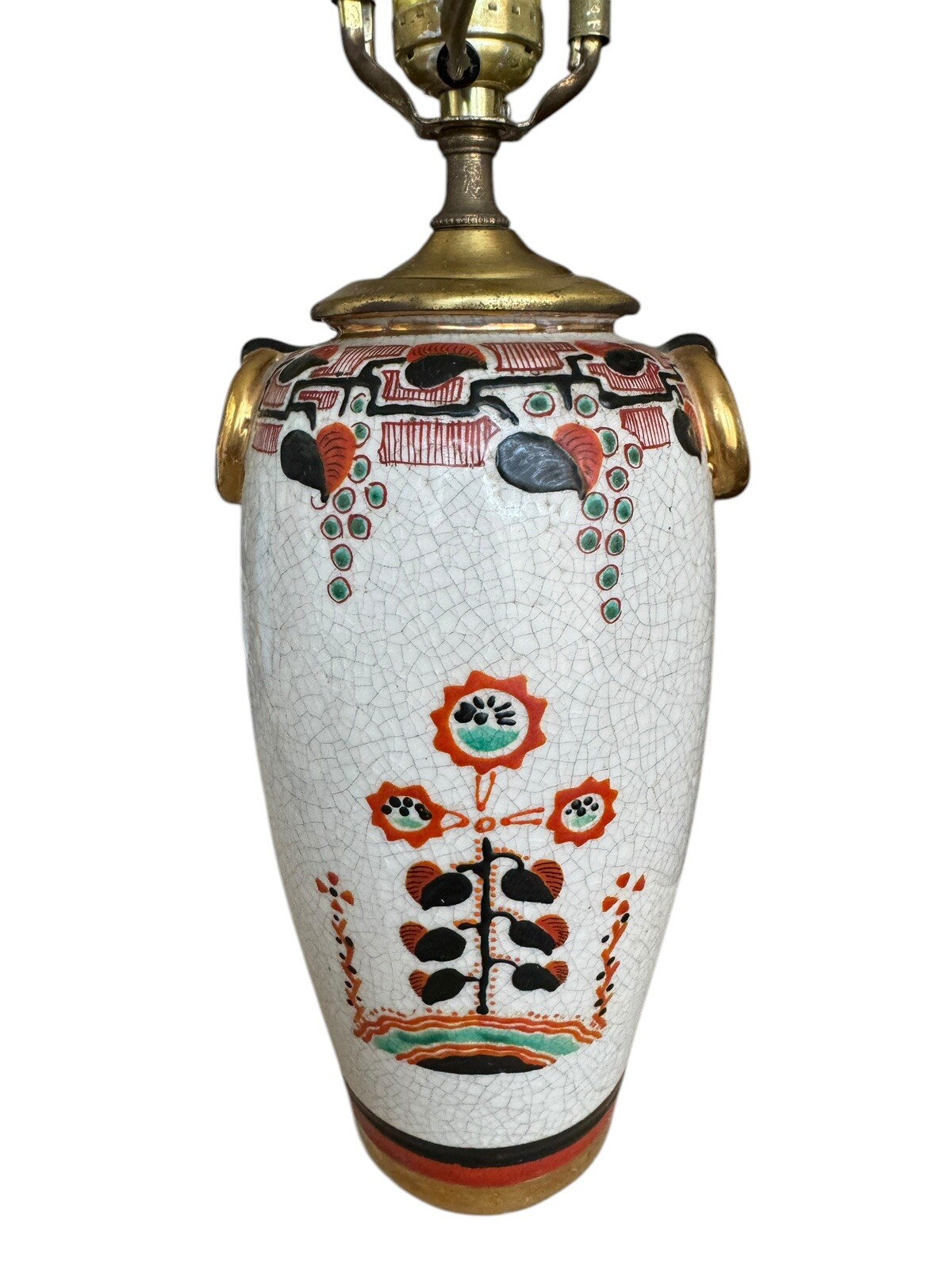 Vintage Japanese Decorative Hand-Painted Ceramic Vase Converted to Accent Lamp