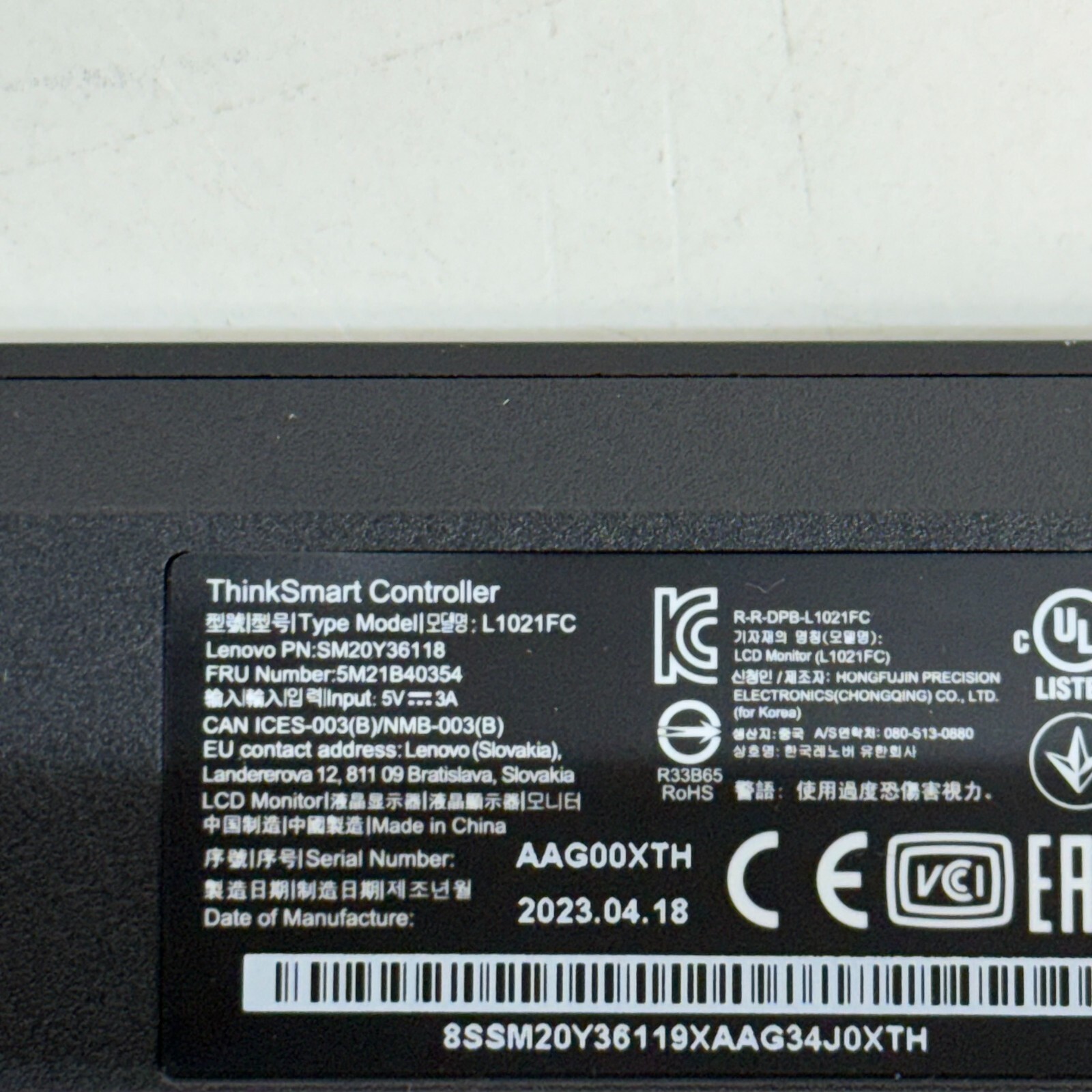 Lenovo L1021FC 10.1" ThinkSmart Controller w/ USB-C Cable SM20Y36118 – Tested