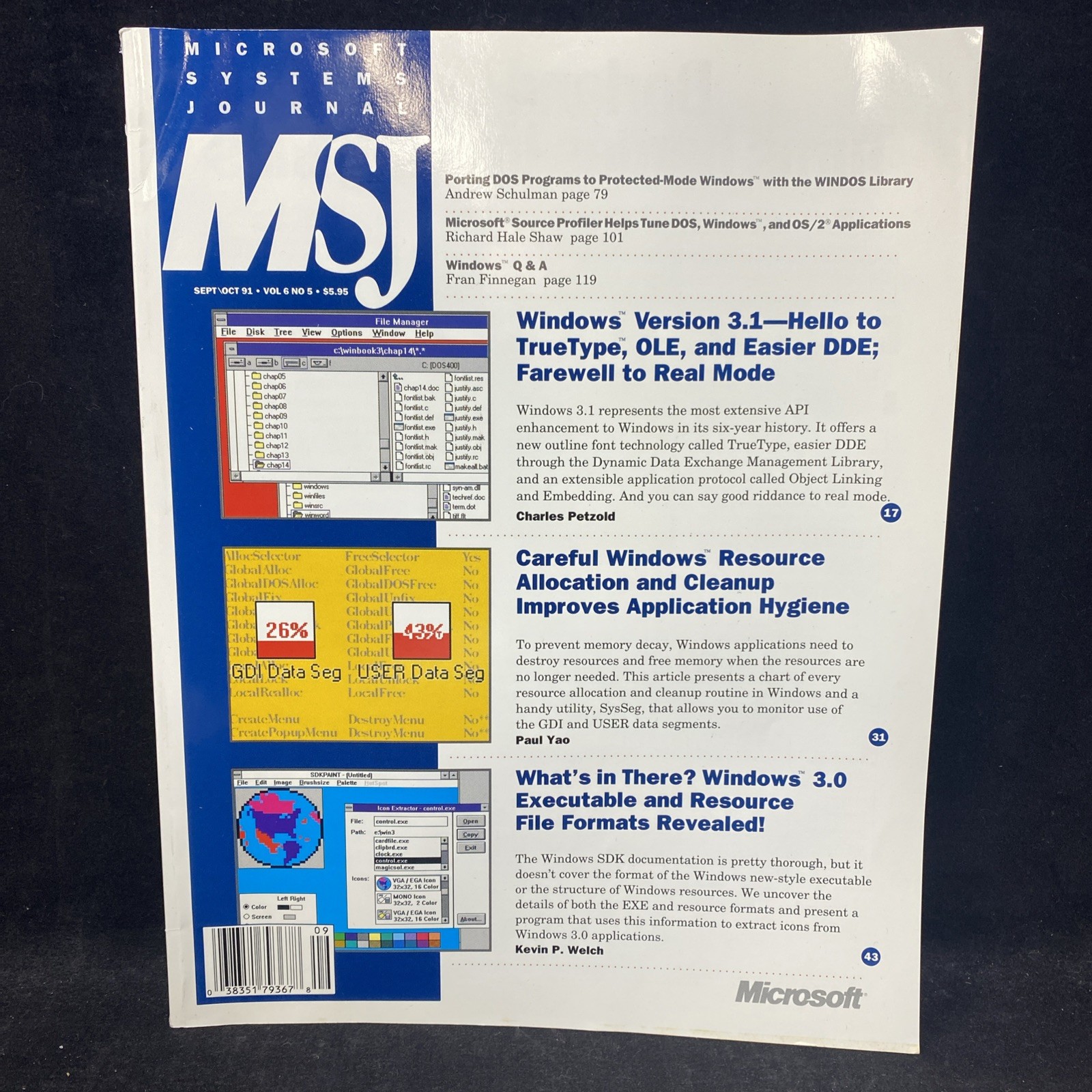 Vintage Microsoft Systems Journal MSJ September 1991 Windows 3.1