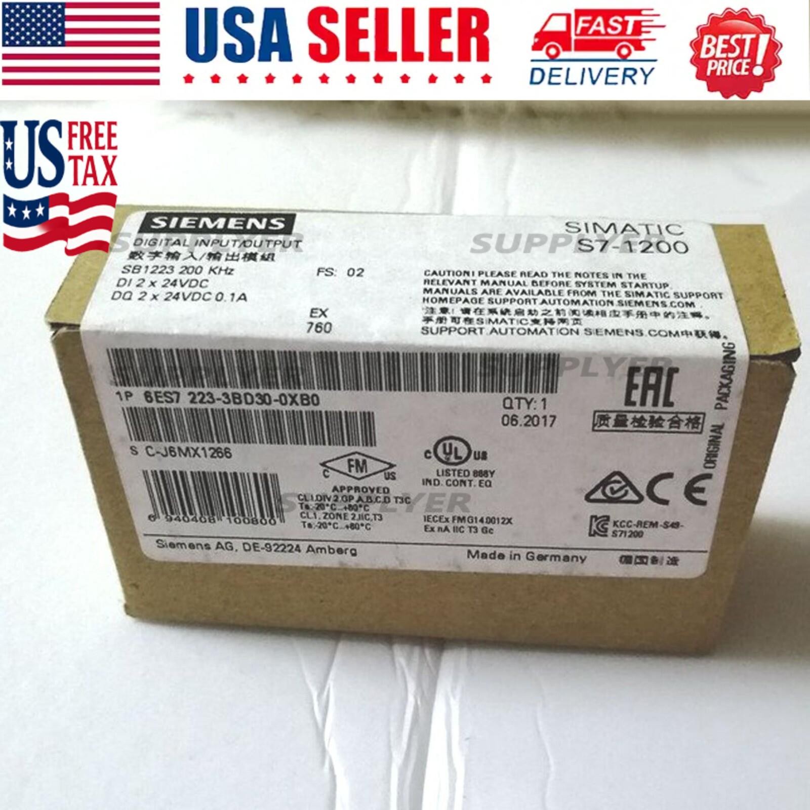 New Siemens 6ES7223-3BD30-0XB0 6ES72233BD300XB0 S7-1200 Digital I/O SB 1223
