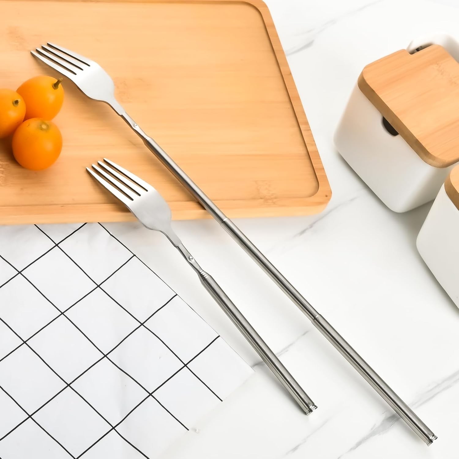 【3 PCS】Extendable Fork for Jokes, Expandable Forks, Silver