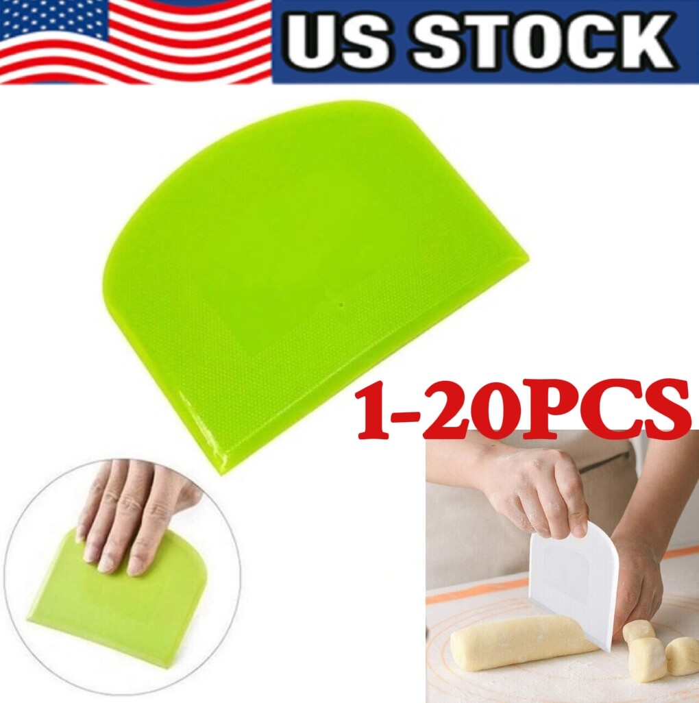 Dough Cutter Dual Sided Flexible Plastic Bowl Scraper for Bread Pizza Pastry