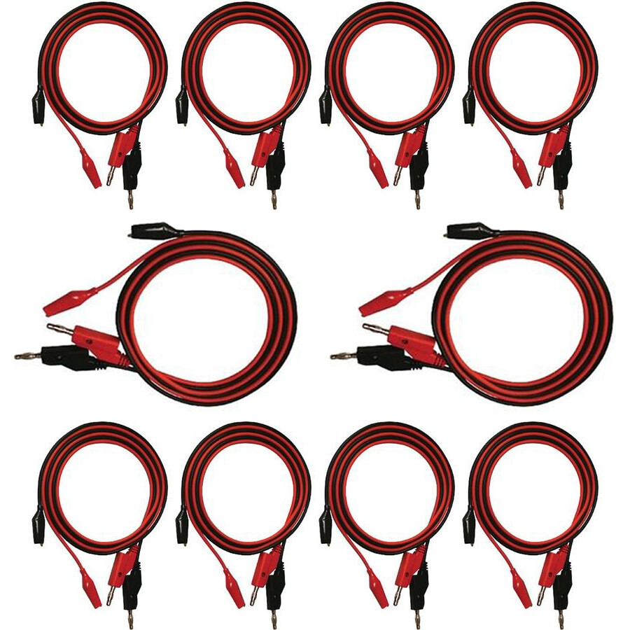 10 Pack Banana to Alligator Test Lead Sets, 3 Foot Length