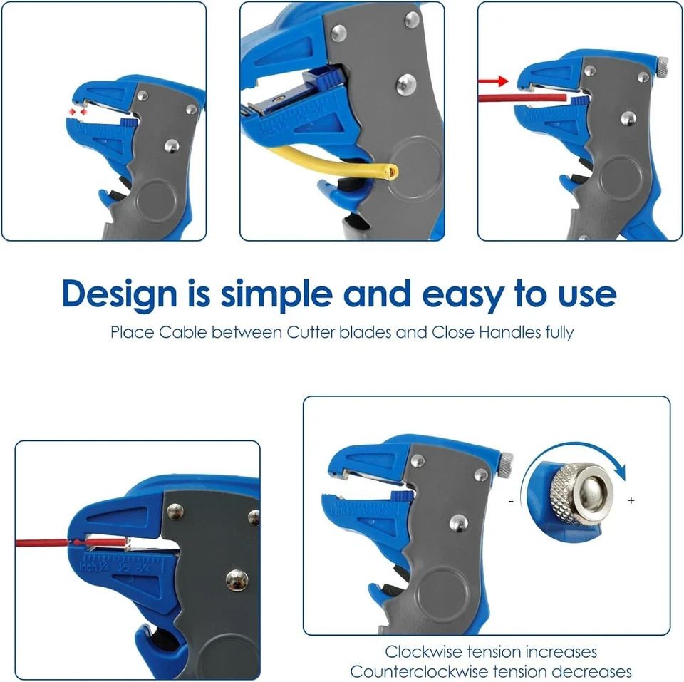Heavy Duty Self Adjustable Automatic Electrical Wire Stripper Cutter 2-in-1 Tool