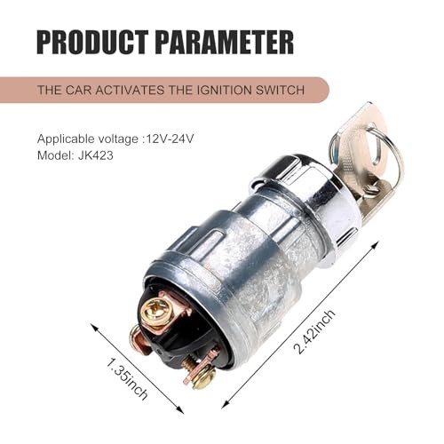 Car Ignition Switch with 2 Keys, Waterproof Starter Replacement Parts, ON Off