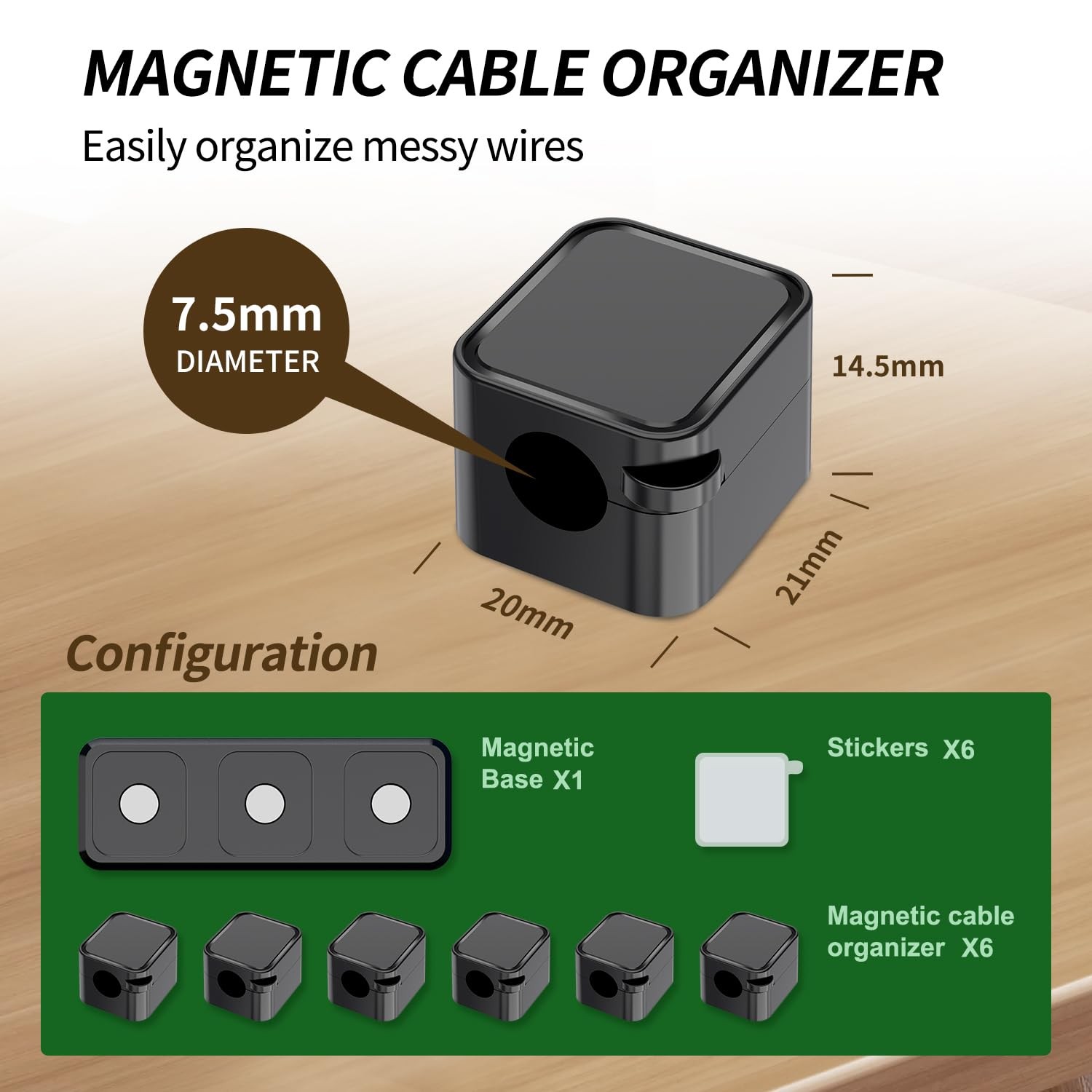 Magnetic Cable Organizer for Desk – Upgraded Wire Clips with Adhesive Base – ...