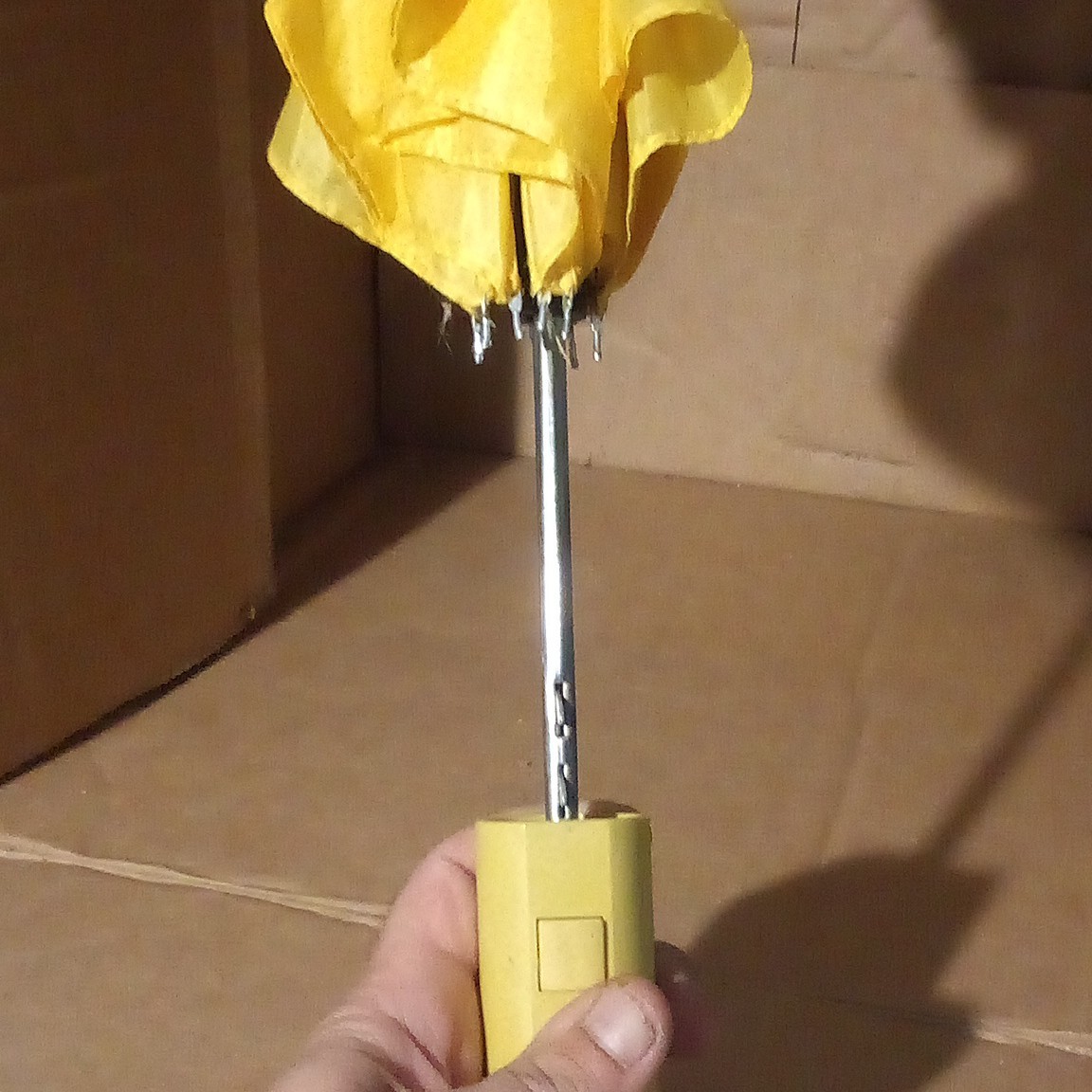 vintage yellow retractable lightweight umbrella