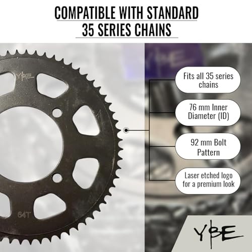 Electrek Rear Wheel Sprocket – 35 Chain Compatible – Black Hardened Steel 64T