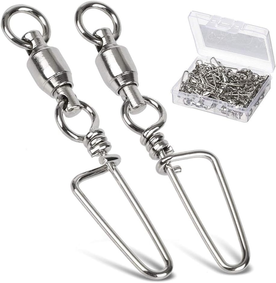 AMYSPORTS High Strength Fishing Snap Swivels - Stainless Steel Ball Bearing Swiv