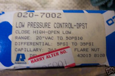RANCO 020-7002 LOW PRESSURE CONTROL DPST 5-35 PSI NEW