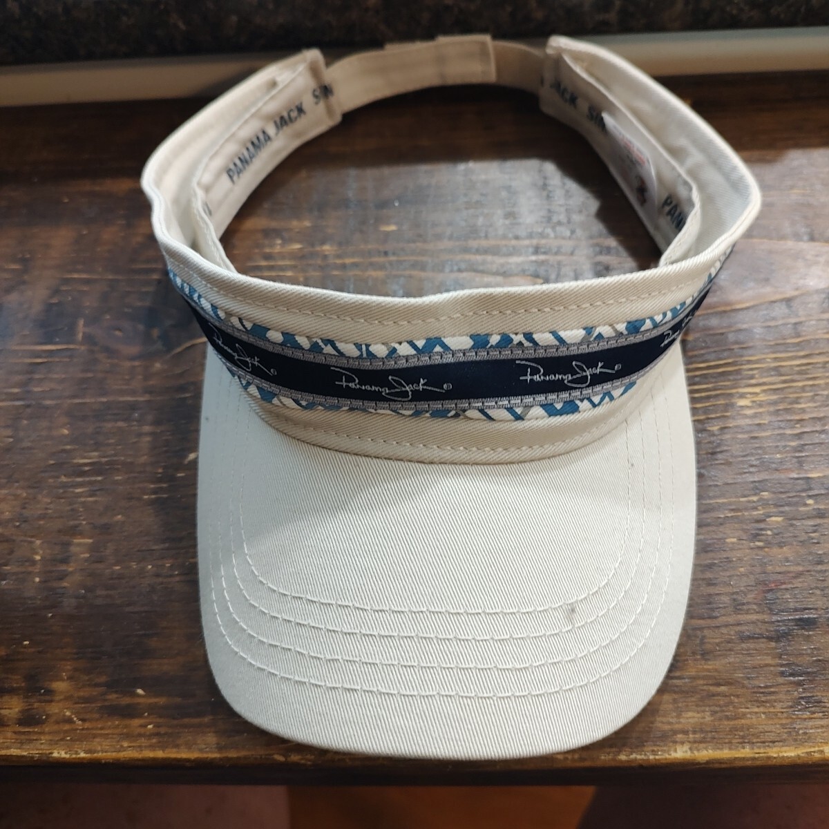PANAMA JACK Visor Beige Golf  Tennis Adjustable Hook & Loop Strap