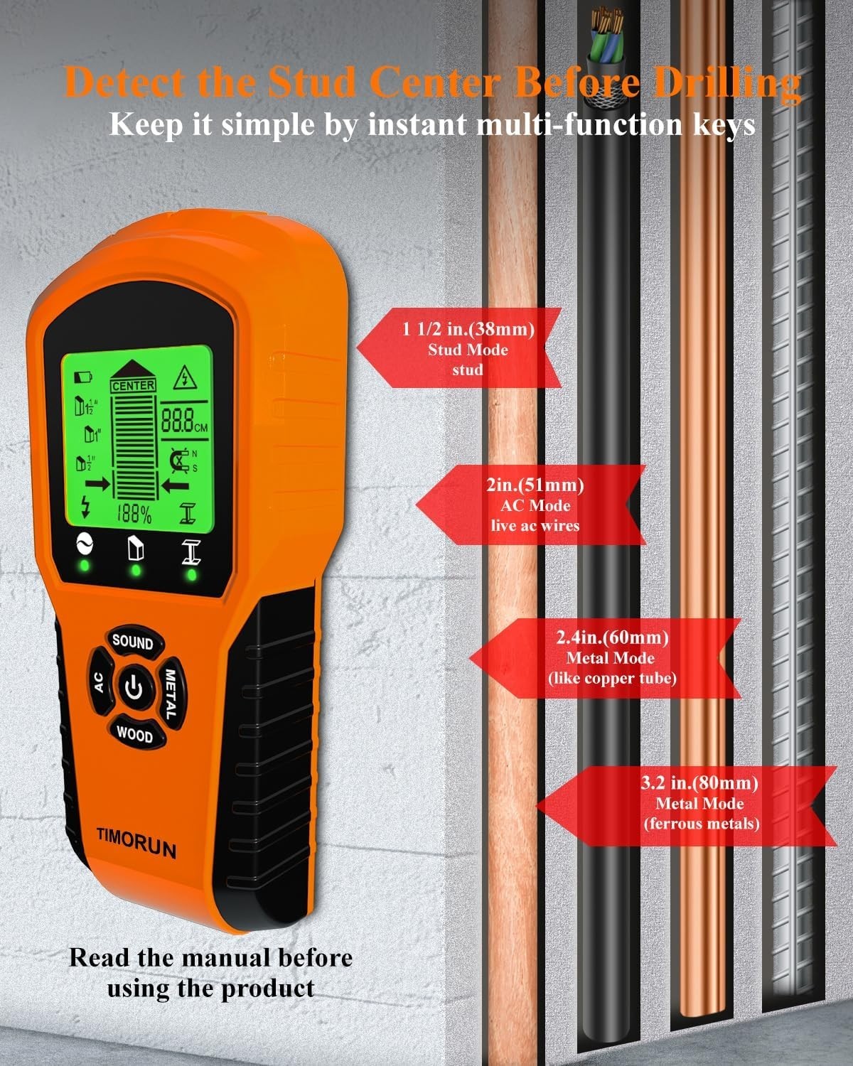 Compact 6-in-1 Stud Finder with Magnetic Sensor for Accurate Wall Detection