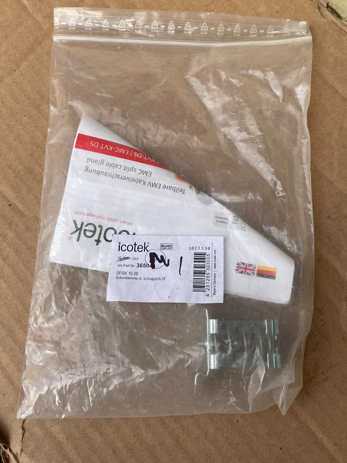 Icotek SF/SK 10-20 EMC Shield Clamp for DIN Rail Shape H 36504