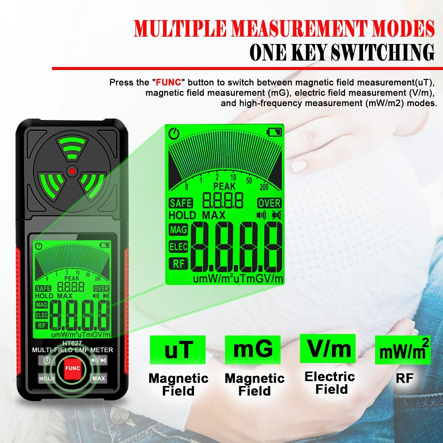 3 in 1 EMF Detector, High Precision EMF Meter, RF EF MF EMF Reader, Home Office