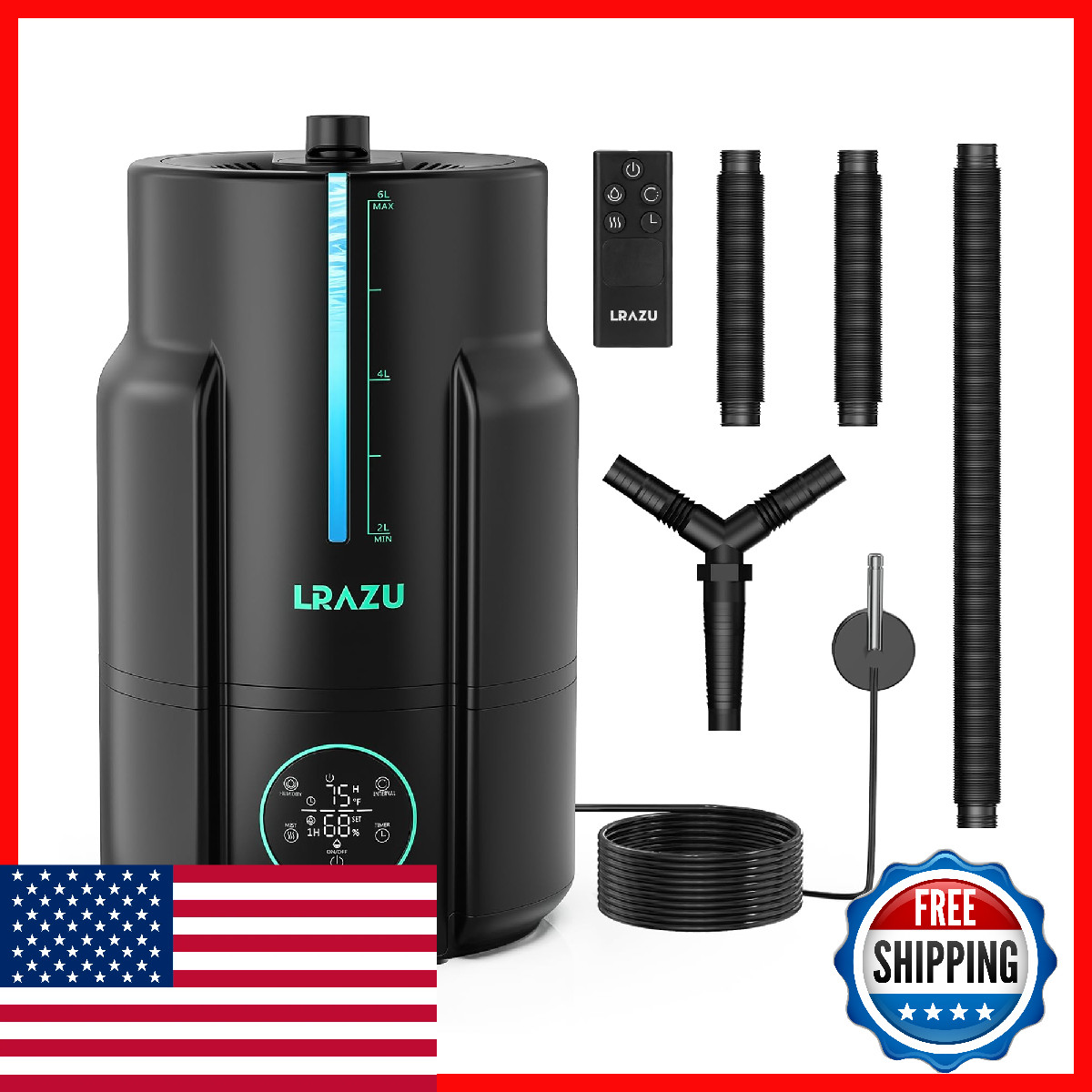 Lrazu 6L/1.6 Gal Reptile Fogger Humidifier Misting System For Reptiles