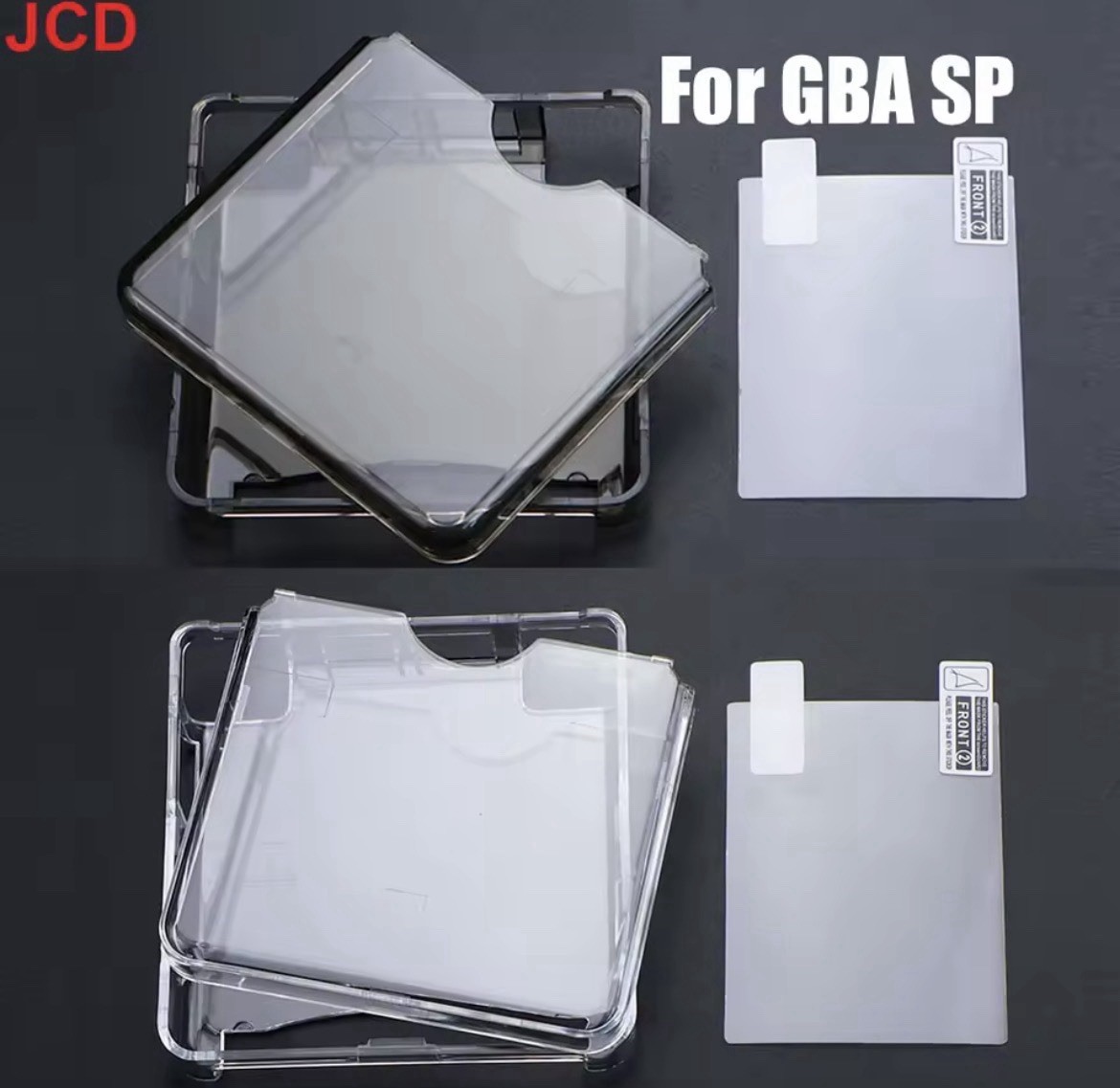 Clear Cover Case Shell +Screen Protective Film For Nintendo GBA SP Game Console