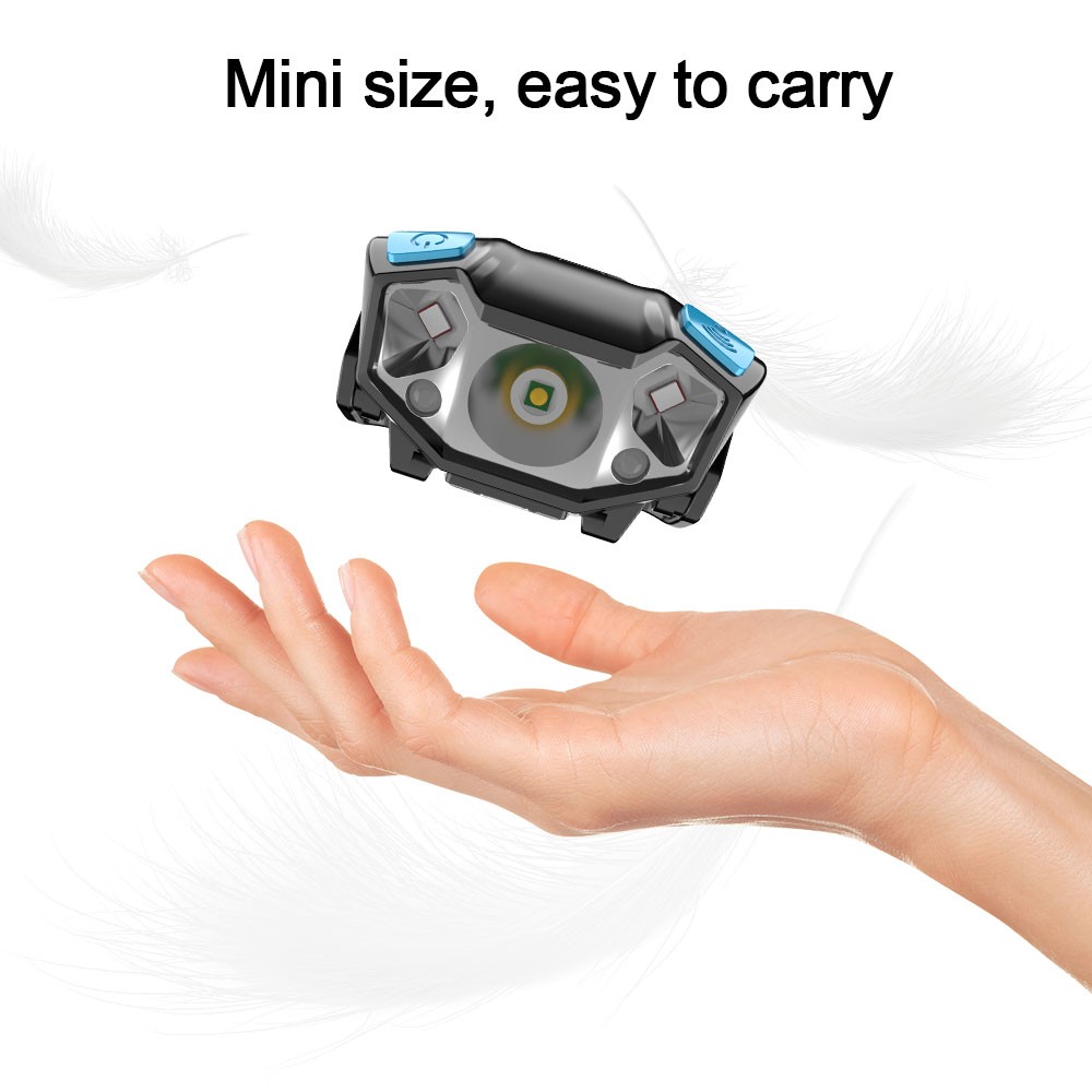 Mini LED Wave Sensor Headlamp Head Torch Red Light USB Rechargeable Work Lamp US