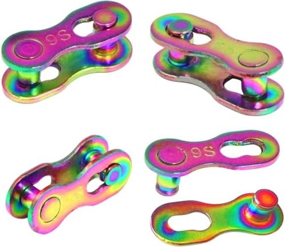 4Pair Bicycle Missing Link, Bike Chain Master Link Connector, 9 Speed-Rainbow