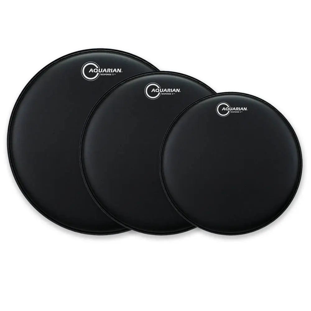 Aquarian Response 2 Coated Black Drumhead Pack 10/12/14