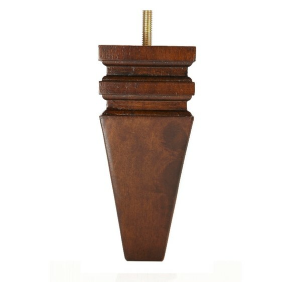 8" Tall Wood Carved Tapered Dark Walnut Finish Furniture Leg ( Set of 4 )