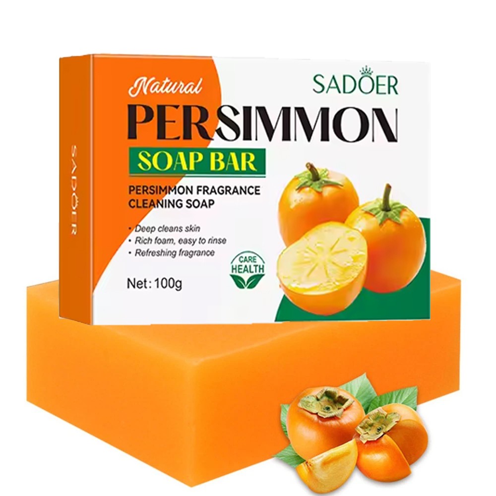 100g Natural Persimmon Soap Bar Body Odor Control Deodorant Soap for Men & Women