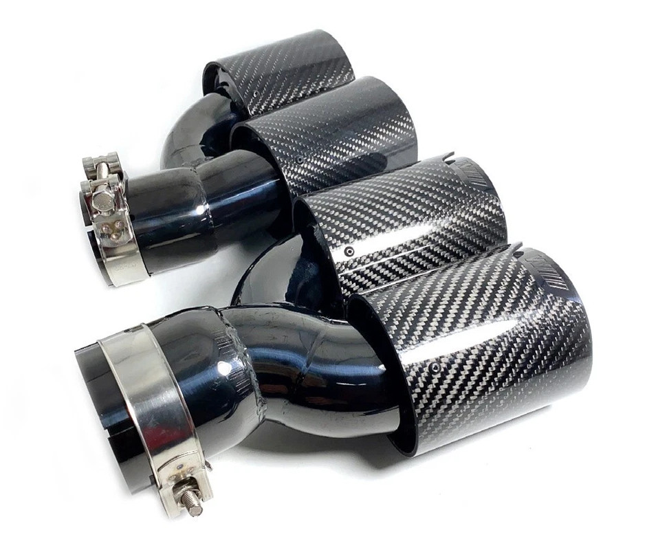 Pair Dual Exhaust Tip Real Carbon Fiber Tailpipe For BMW 525i 528i 530i G30 G31