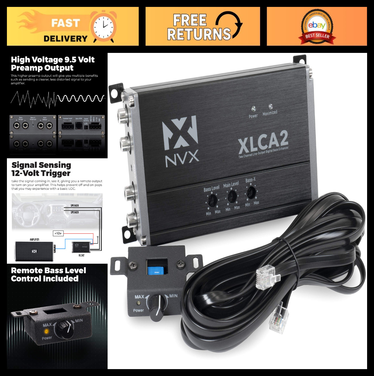 2-Channel Line Out Converter, Digital Bass Enhancer, xBOOST, Remote Level Contro