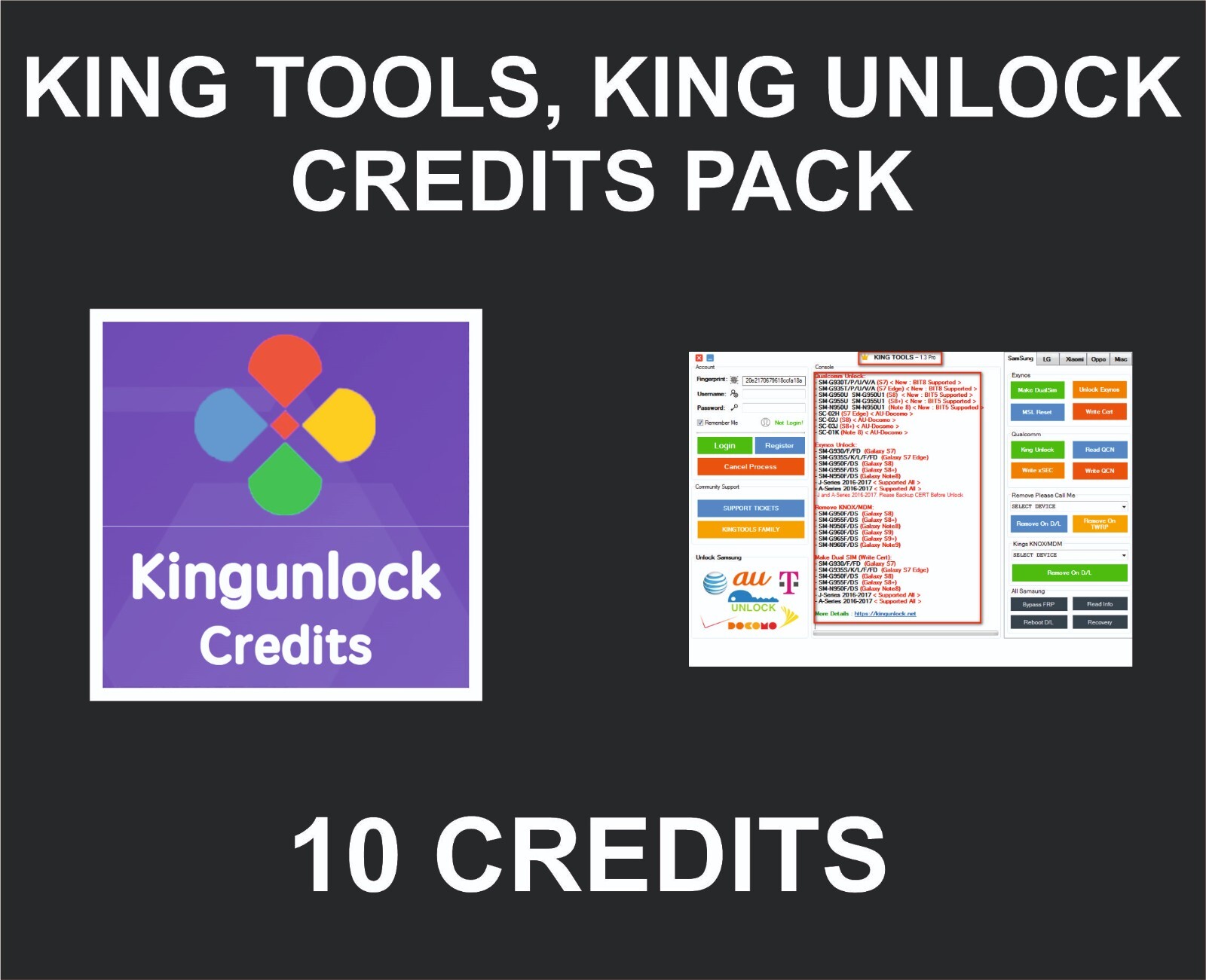 King Unlock Tool Credits, King Tools, 10 Credit Pack