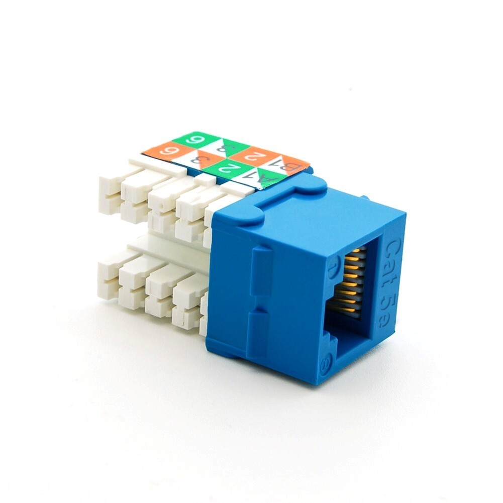 8 Pcs Cat5E RJ45 Ethernet LAN Network Keystone Jack 110 Punch Down Snap-in Blue