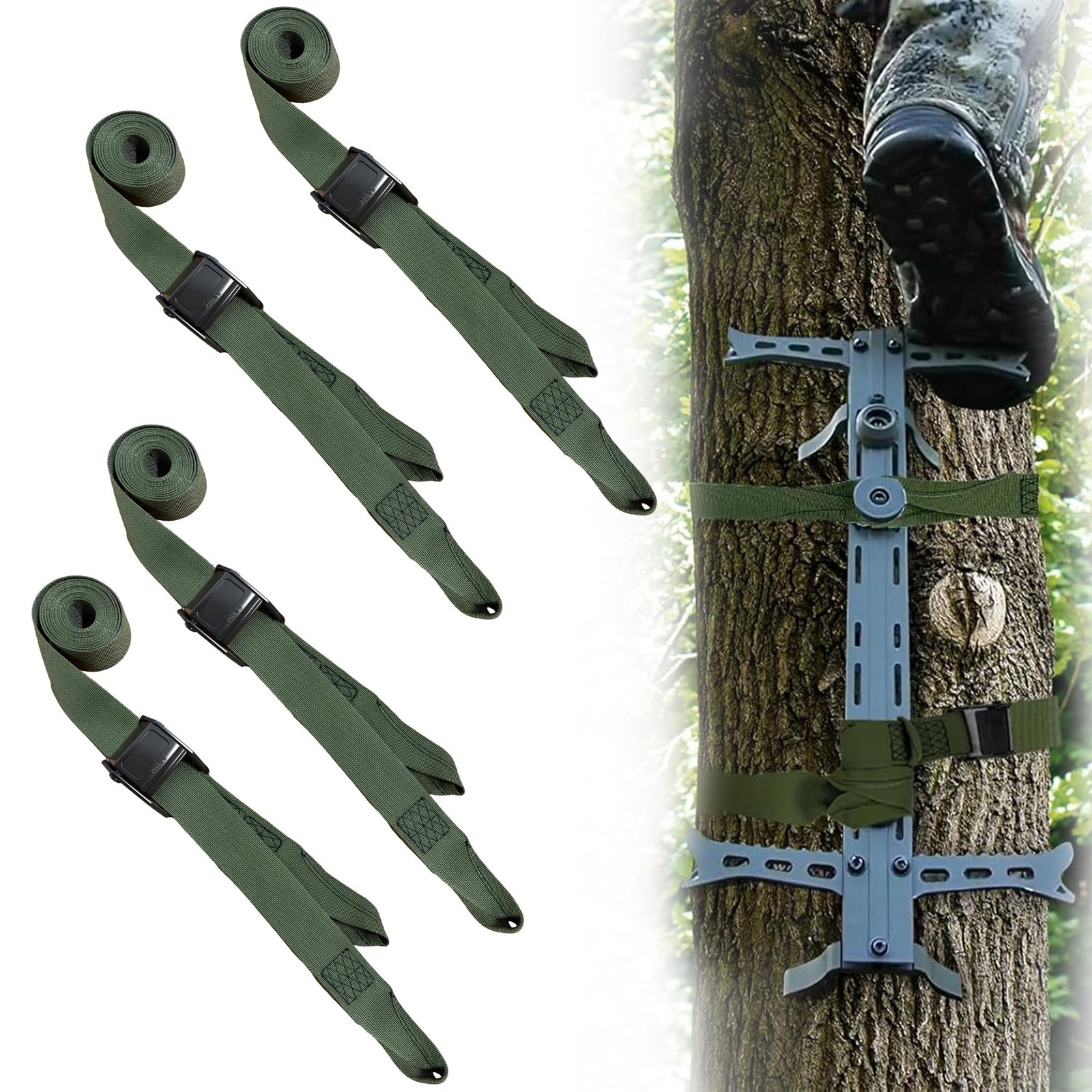 4 PCS Hunting Climbing Straps, Tree Stand Stabilizer Straps Accessories for C...