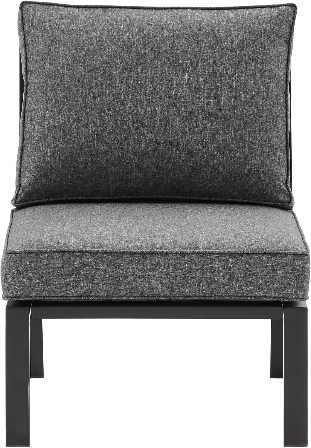Clark Armless Outdoor Sectional Chair with Charcoal Cushions - Matte Black