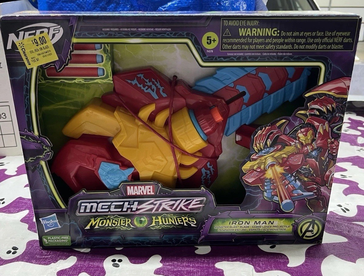 NERF MECH STRIKE Marvel MONSTER HUNTERS Blast Blade IRON MAN 2022 with Darts (12