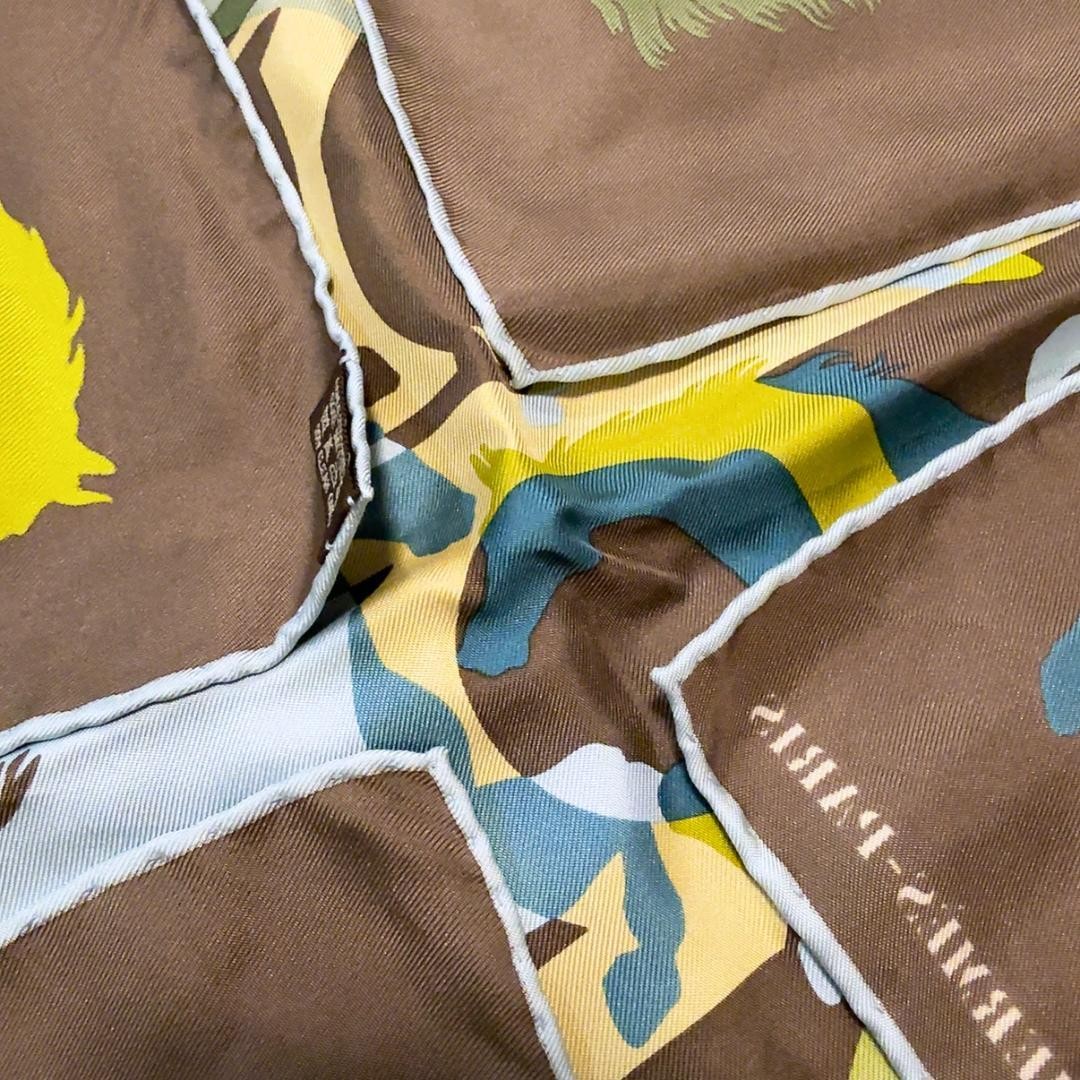 HERMES Carre 90 EX LIBRIS EN CAMOUFLAGE Silk Scarf Multicolor 34.5in SR1654