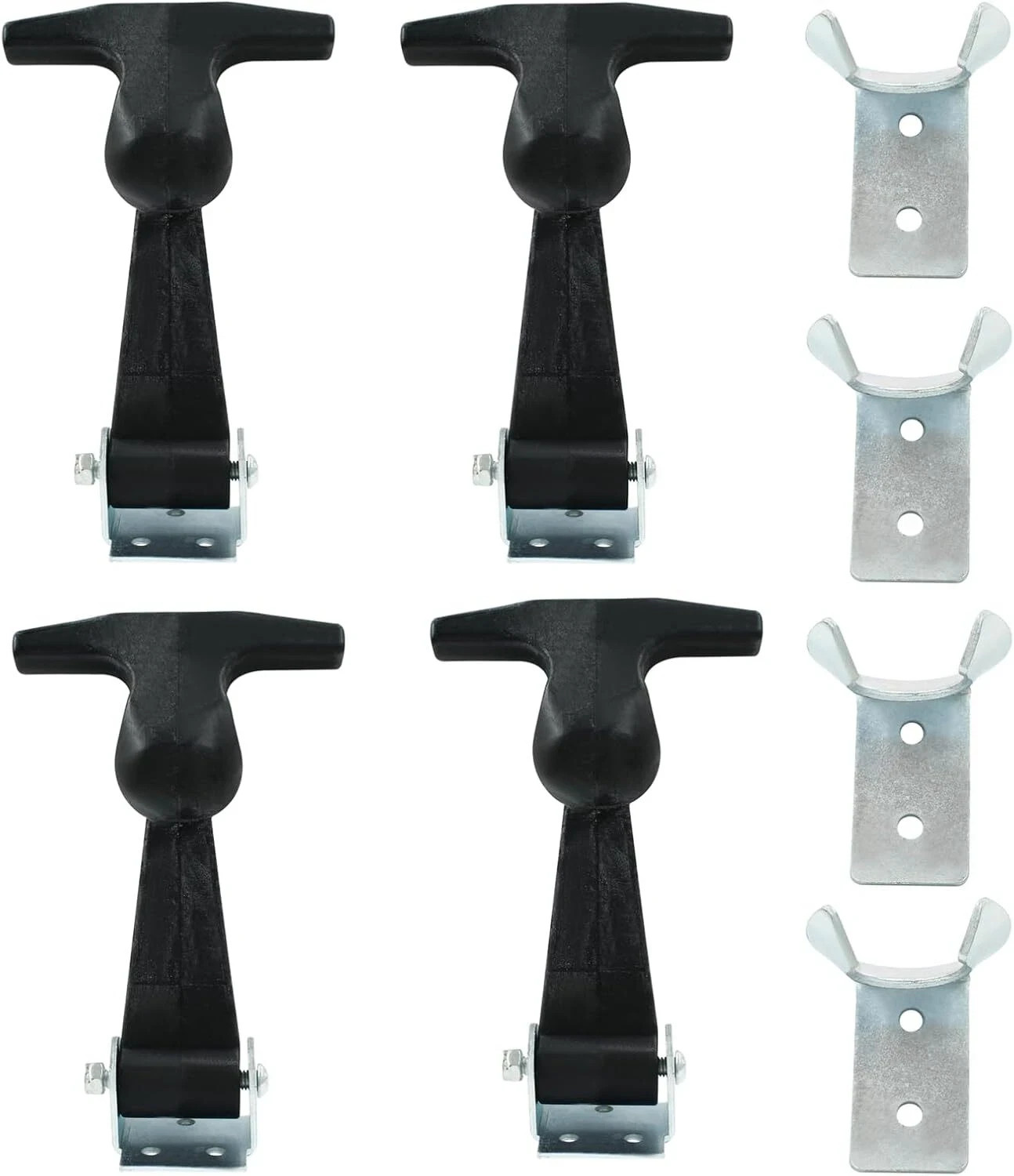 4 Pcs Rubber Flexible Hood Catch, Black T-Handle Draw Latches with Brackets S...