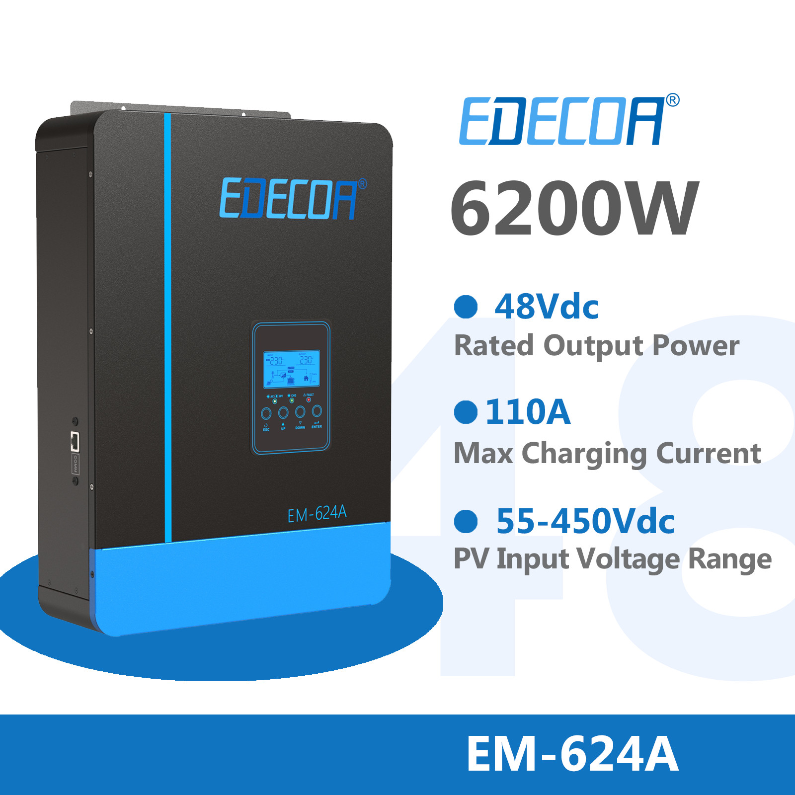 6200W 48V 220V Hybrid Inverter MPPT 110A PV 55-450V Battery Charger Controller