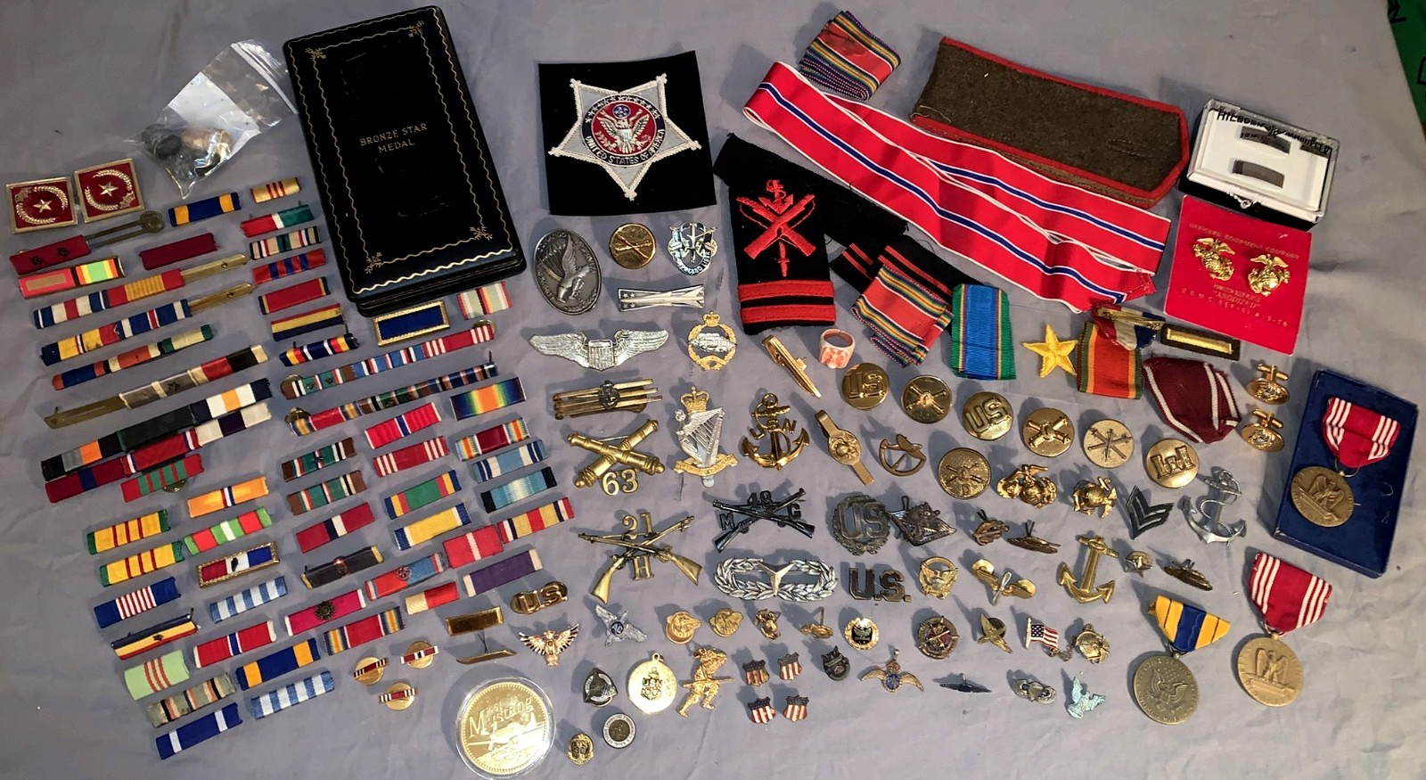 Great Big Lot  Vintage Militaria  Bars  Medals  Pins ...