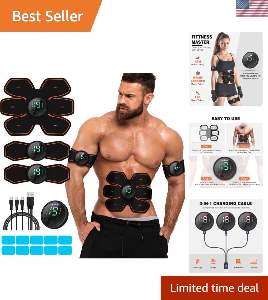 Versatile USB Rechargeable Ab Machine – Perfect for Arms, Legs & Core Training