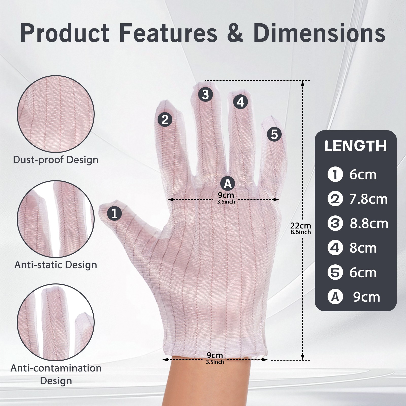 Darkroom Anti-Static Dust-Proof Gloves 6 Pairs for Film Developing Processing